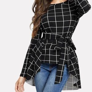 Black and white striped blouse